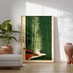 Green Bamboo Forest Poster - Japanese Woodblock Landscape Art Vertical Nature Print - thumbnail 3