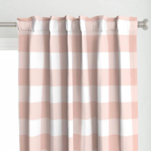 Blush Curtain Panel - Pink Buffalo Check Gingham Large Scale Picnic Rustic Custom Plaid By Sugarfresh - image 1