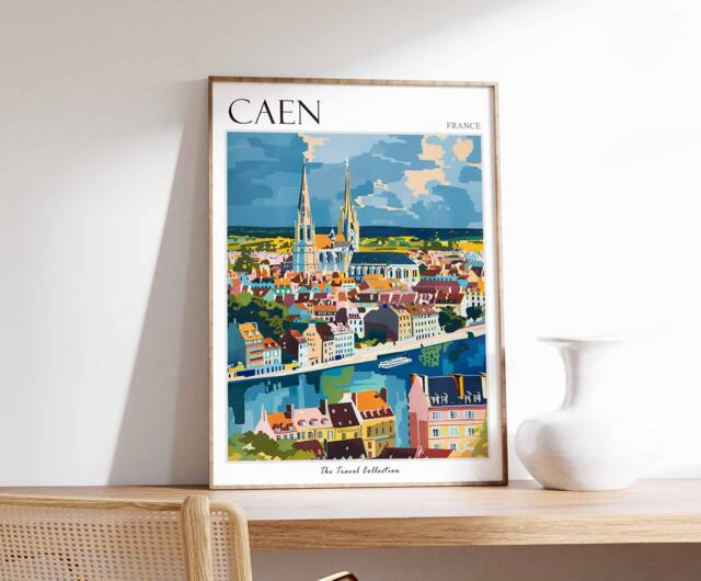 Caen France Travel Poster Vintage European Wall Art - image 1