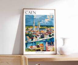 Caen France Travel Poster Vintage European Wall Art - thumbnail 1