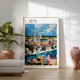 Caen France Travel Poster Vintage European Wall Art - thumbnail 2