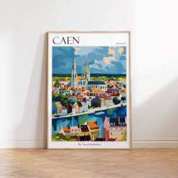 Caen France Travel Poster Vintage European Wall Art - thumbnail 3