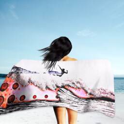 Surf Art Beach Towel Unique Surfing Design - thumbnail 2