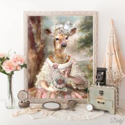 Deer Painting - Art Print Illustration Woodland Anthropomorphic Rococo French - thumbnail 3