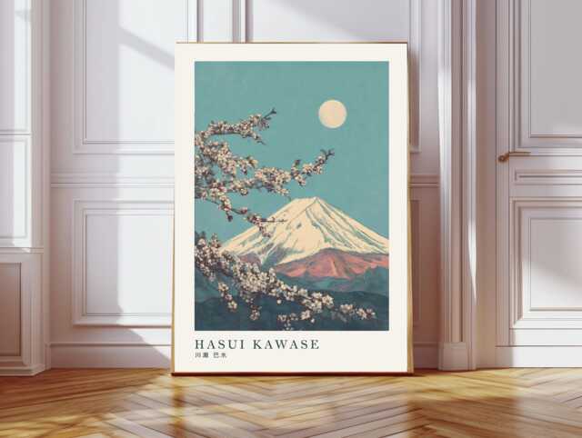 Japanese Art Print, Hasui Kawase Poster, Japandi Mountain Ukiyoe Print, Woodblock Art - image 1