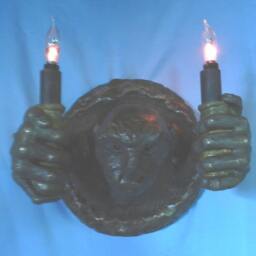 Original Solid Bronze Metal Wall Sconce Lamp~Light~Troll Monster~Halloween Art~Unique Sculpture~Spooky Art~Fantasy Creature~ - thumbnail 2