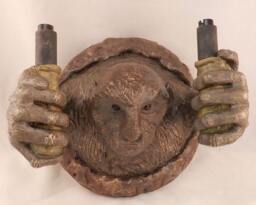 Original Solid Bronze Metal Wall Sconce Lamp~Light~Troll Monster~Halloween Art~Unique Sculpture~Spooky Art~Fantasy Creature~