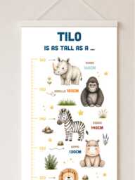 Personalised Safari Height Chart With Name - Kids Animal Growth Wall Decor - thumbnail 1