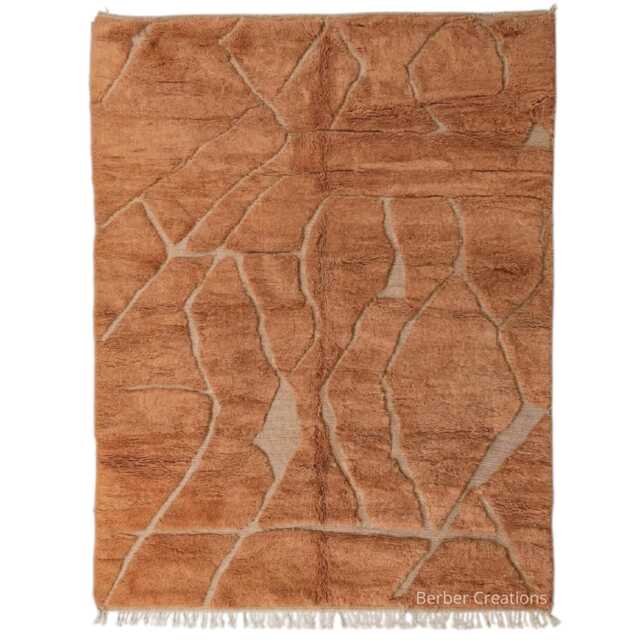 Warm Earth Terracotta Moroccan Rug - Burnt Orange Beni Ourain Carpet Handmade 3D Lattice Wool Custom Rug - image 1
