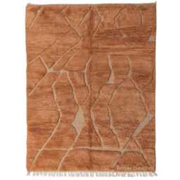 Warm Earth Terracotta Moroccan Rug - Burnt Orange Beni Ourain Carpet Handmade 3D Lattice Wool Custom Rug - thumbnail 1