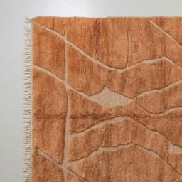 Warm Earth Terracotta Moroccan Rug - Burnt Orange Beni Ourain Carpet Handmade 3D Lattice Wool Custom Rug - thumbnail 2