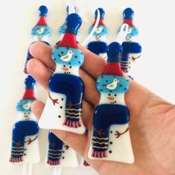 Fused Glass Seagull Snowman Christmas Decoration, Christmas, Snowman, Fused Cornwall - thumbnail 3