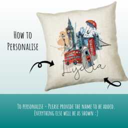 Personalised London City Watercolour Cushion Custom Design Gift Valentines Present - Landmark Pillow Cs313 - thumbnail 3
