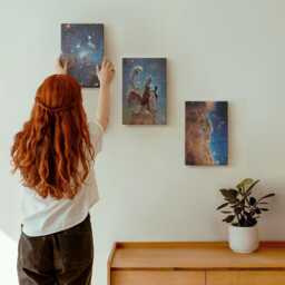 Canvas Wall Art Set Of 3 - Space Landscapes With Galaxies & Nebulae, Blue Canvas, Astrology Hanging Piece - thumbnail 3