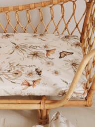 Gold Meadow On White - Fitted Sheet, Hoeslaken