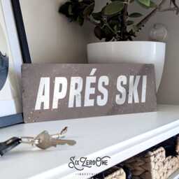 Apres Ski Grey Metal Sign Horizontal - Vintage Worn Rusty Look Print Holiday Slopes Alpes Skiing Snowboarding - thumbnail 2