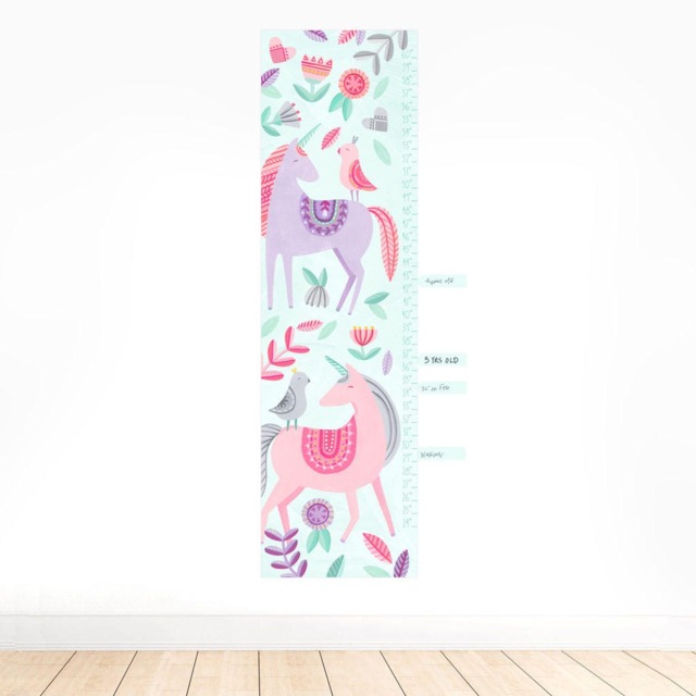 Unicorn Growth Chart - Fabric Wall Decal Enchanted Mej - image 1