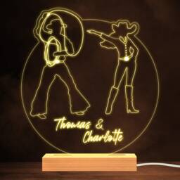 Cowboy & Cowgirl Western Warm White Lamp Personalised Gift Night Light - Bedroom - thumbnail 1