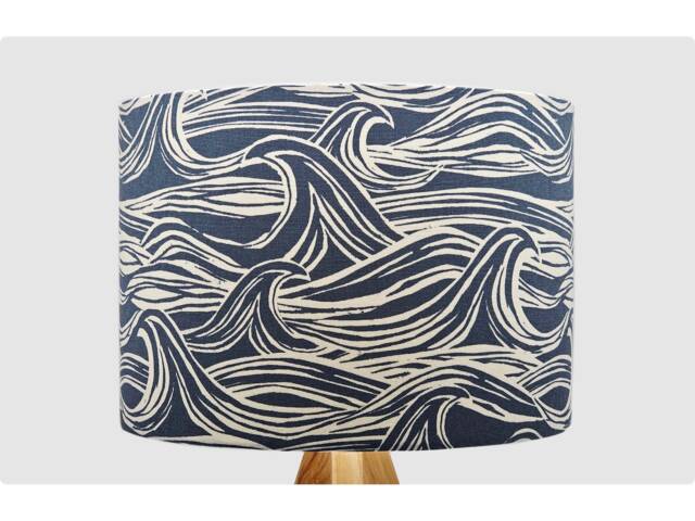 Blue Waves Coastal Lampshade, Table Floor Lamp/Ceiling Pendant Small Medium Large 15cm 20cm 25cm 30cm 35cm 40cm UK Fabric Drum Light Shade - image 1