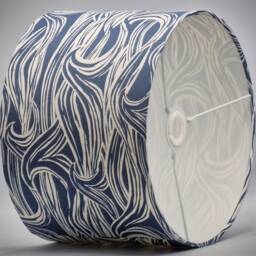 Blue Waves Coastal Lampshade, Table Floor Lamp/Ceiling Pendant Small Medium Large 15cm 20cm 25cm 30cm 35cm 40cm UK Fabric Drum Light Shade - thumbnail 3
