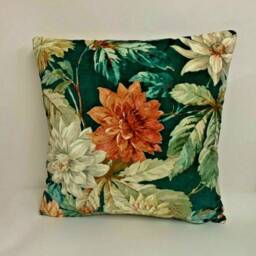 Sanderson - Dahlia & Rosehip Velvets Teal/Russet Cushion Cover Throw Pillow Designer Home Decor - thumbnail 2