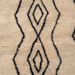 Handmade Moroccan Wool Rug Geometric Berber Design, Black & White - thumbnail 2