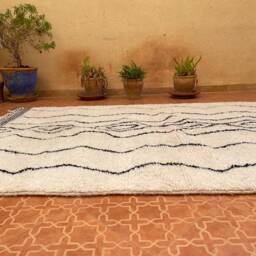 Handmade Moroccan Wool Rug Geometric Berber Design, Black & White - thumbnail 3