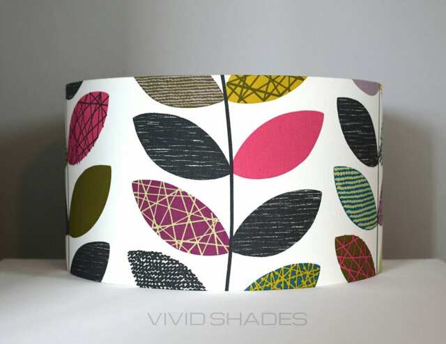 Leaf On Stem Lampshade Handmade By Vivid Shades, Funky Modern Retro, Genuine Scandinavian Fabric, For Ceiling Or Lamp Base - image 1