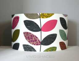 Leaf On Stem Lampshade Handmade By Vivid Shades, Funky Modern Retro, Genuine Scandinavian Fabric, For Ceiling Or Lamp Base - thumbnail 1