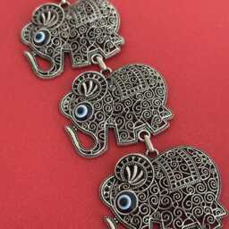 Triple Elephant Evil Eye Wall Hanging, Filigree Good Luck Charm, Turkish Nazar Bead, Protection Amulet, Boho Home Decor, New Gift - thumbnail 3