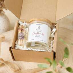 Christmas Gift For Daughter in Law Vegan Soy Wax Candle With Bamboo Lid Free Package Mini Matches Jar - thumbnail 3