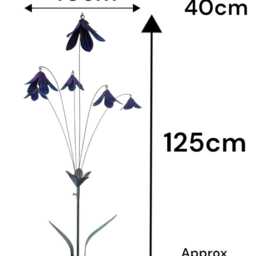Blue Purple Metal Flower Stake Verdigris Stem Garden Ornament Decor Gift Floral - thumbnail 2
