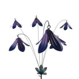 Blue Purple Metal Flower Stake Verdigris Stem Garden Ornament Decor Gift Floral - thumbnail 3