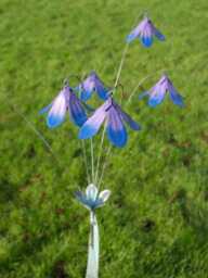 Blue Purple Metal Flower Stake Verdigris Stem Garden Ornament Decor Gift Floral - thumbnail 1