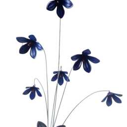 Blue Purple Metal Flower Stake Verdigris Stem Garden Ornament Decor Gift Floral - thumbnail 4