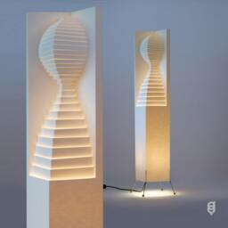 Handmade in Prague 107 cm - 3'6 Guard Lamp - Unique Design Shade Made with High Quality Nano Paper - Easy To Install Home Decor - thumbnail 2