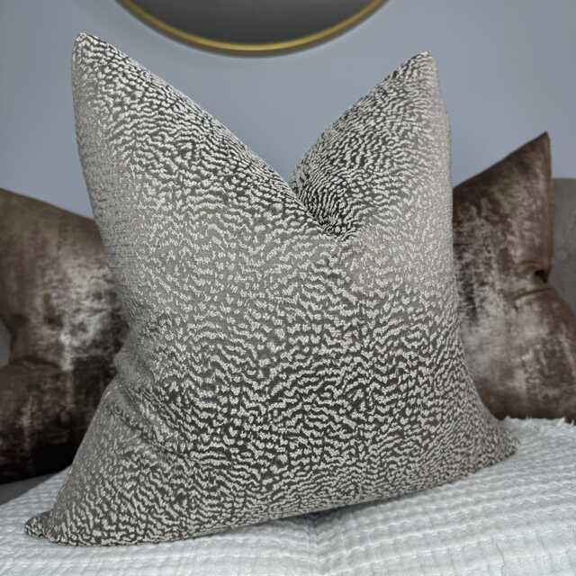 Handmade Brown Gold Cushion Cover Ontario Mole Ashley Wilde Fabric , Textured Luxe Throw Pillow Sham Double Sided - Custom Sizes - image 1