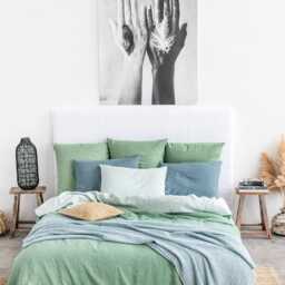 Gray Blue Linen Pillowcase - Soft Stonewashed Flax Sham Custom Breathable Pillow Cover Cool Neutral Bedding Accent in European - thumbnail 3