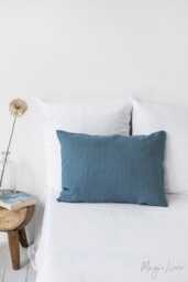 Gray Blue Linen Pillowcase - Soft Stonewashed Flax Sham Custom Breathable Pillow Cover Cool Neutral Bedding Accent in European - thumbnail 1