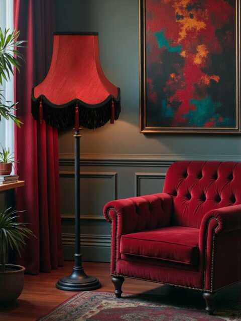 Traditional Burgundy Red Fabric Lampshade Handmade For Table & Floor Standard Lamp Bases, Wall Light Fixtures, Ceiling Fittings - image 1