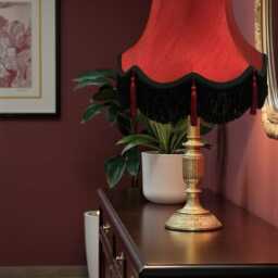 Traditional Burgundy Red Fabric Lampshade Handmade For Table & Floor Standard Lamp Bases, Wall Light Fixtures, Ceiling Fittings - thumbnail 2