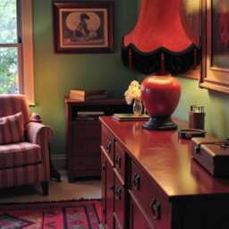 Traditional Burgundy Red Fabric Lampshade Handmade For Table & Floor Standard Lamp Bases, Wall Light Fixtures, Ceiling Fittings - thumbnail 3