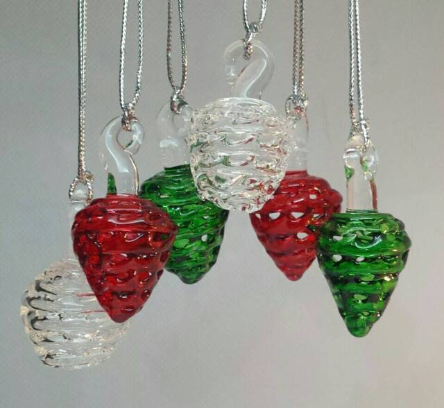 Glass Christmas Ornaments Pinecones & Snowballs, Set Of 6 - image 1