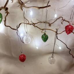 Glass Christmas Ornaments Pinecones & Snowballs, Set Of 6 - thumbnail 2