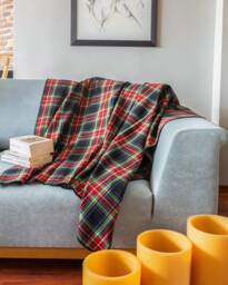 Dark Blue Tartan Plaid Throw Blanket, Tv Porch Cozy Couch Sofa Warm Scarf Shawl Blanket