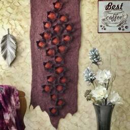 Felt Wall Hanging Lamb Wool & Viscose Home Decor With Driftwood - thumbnail 3