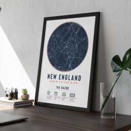 New England Patriots Stadium Map Print Unique Framed Gift - For Him Dad Brother Granddad Uncle American Football Poster Decor - thumbnail 3