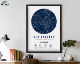 New England Patriots Stadium Map Print Unique Framed Gift - For Him Dad Brother Granddad Uncle American Football Poster Decor - thumbnail 1