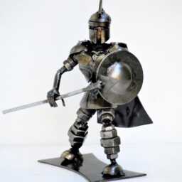 Mini Spartan Warrior Sculpture, Handmade Scrap Metal Figurine, Recycled Steel Hero, Collectible Desk Decor - thumbnail 2