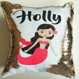 Personalised Mermaid Sequin Pillow, Reversible Sequins Cushion Cover, Personalised Sequins, Special Needs, Autism, Calming Pillow - thumbnail 3